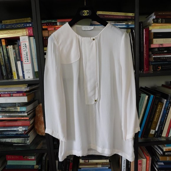 A.L.C. Tops - ALC Ivory Silk Equestrian Zip Draped Blouse